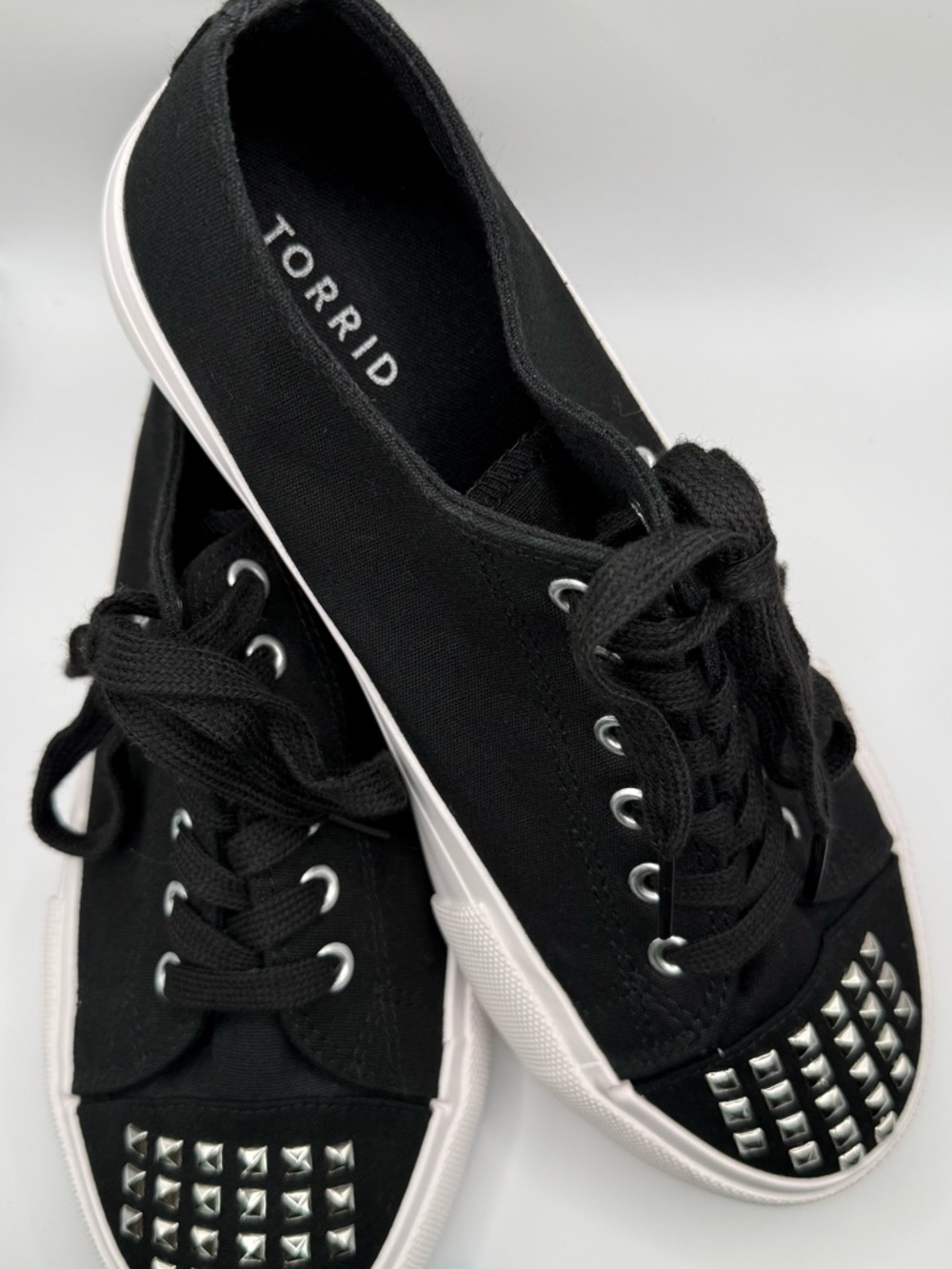 torrid Black Canvas Studded Toe Lace-Up Sneakers
